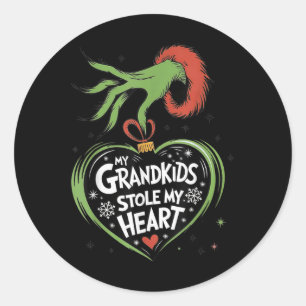 My Grandkids Stole My Heart Christmas Family  Classic Round Sticker