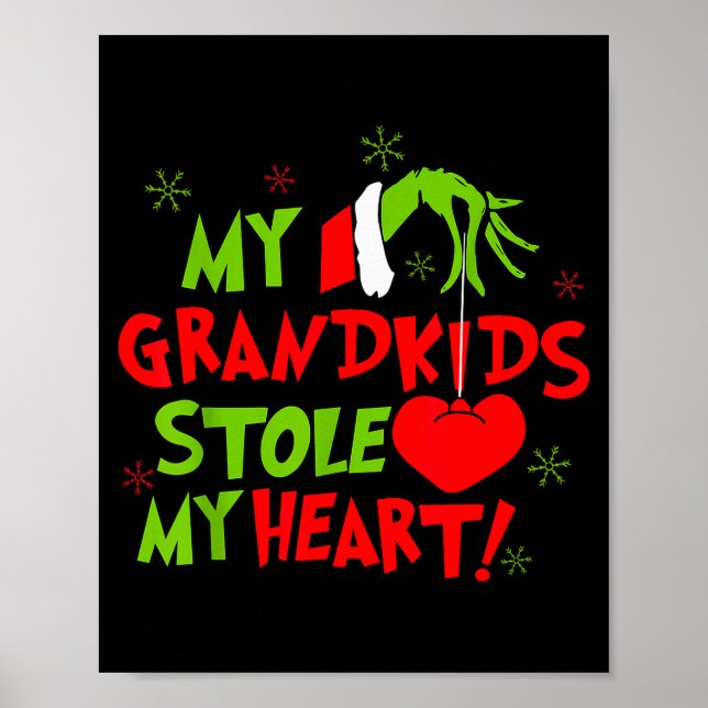 My Grandkids Stole My Heart Christmas Holiday Gran Poster (Front)