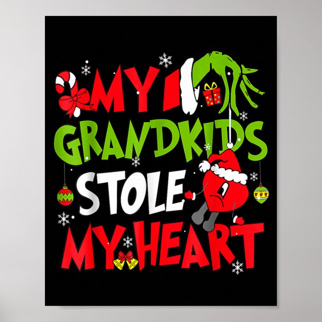 My Grandkids Stole My Heart Christmas Xmas Family  Poster (Front)