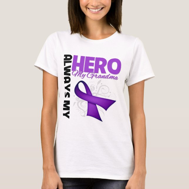 My Grandma Always My Hero - Purple Ribbon T-Shirt (Front)