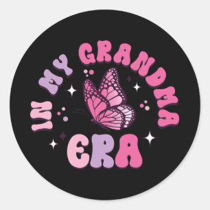 My Grandma Era Funny Butterfly Groovy Retro Mother Classic Round Sticker