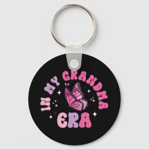 My Grandma Era Funny Butterfly Groovy Retro Mother Key Ring