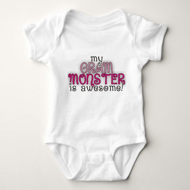 My Grandma Gram Monster is Awesome! Girl Onsie Baby Bodysuit (Front)