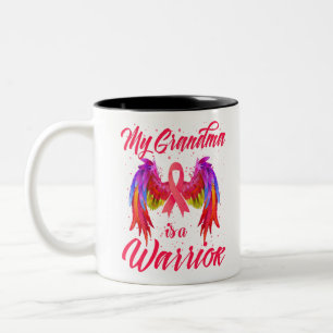 My Grandma Is A Warrior Breast Cancer Awareness Two-Tone Coffee Mug