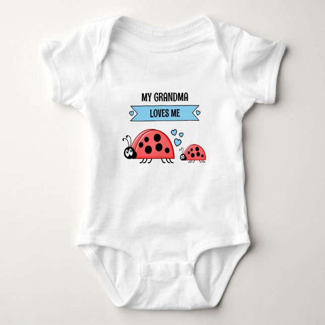 My Grandma loves me ladybugs blue Baby Bodysuit (Front)