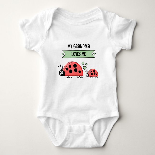My Grandma loves me ladybugs green Baby Bodysuit (Front)