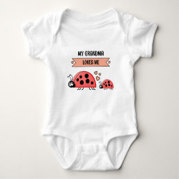 My Grandma loves me ladybugs peach Baby Bodysuit