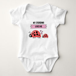 My Grandma loves me ladybugs pink Baby Bodysuit