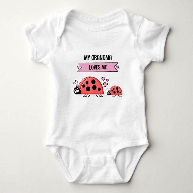My Grandma loves me ladybugs pink Baby Bodysuit (Front)