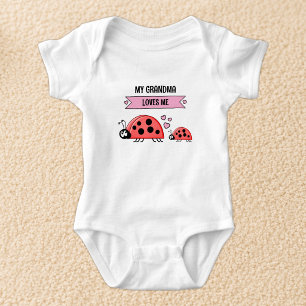My Grandma loves me ladybugs pink Baby Bodysuit