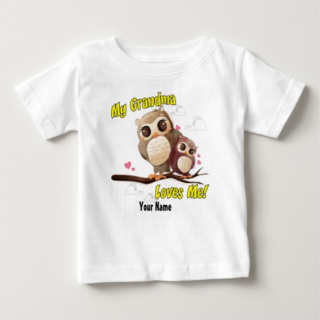 My Grandma Loves Me Owl Baby T-Shirt (Front)