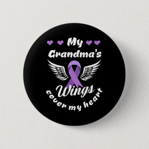 My Grandma's Wings Cover My Heart Overdose Awarene 6 Cm Round Badge