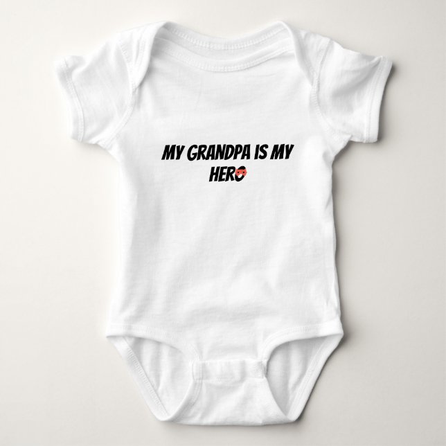 My Grandpa is My Hero Superhero Grandfather Baby Bodysuit (Front)