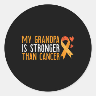 My Grandpa Is Stronger Than Cancer Leukaemia Aware Classic Round Sticker