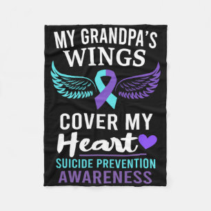 My Grandpa's Wings Cover Heart Suicide Awareness R Fleece Blanket