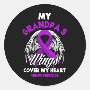 My Grandpa's Wings Cover My Heart End Overdose Classic Round Sticker