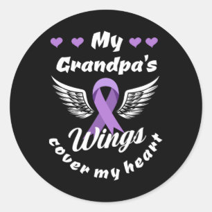 My Grandpa's Wings Cover My Heart Overdose Awarene Classic Round Sticker