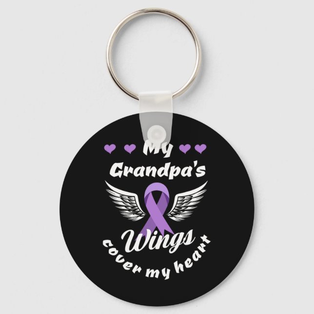 My Grandpa's Wings Cover My Heart Overdose Awarene Key Ring (Front)