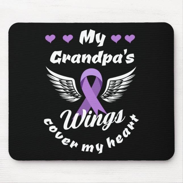 My Grandpa's Wings Cover My Heart Overdose Awarene Mouse Pad (Front)