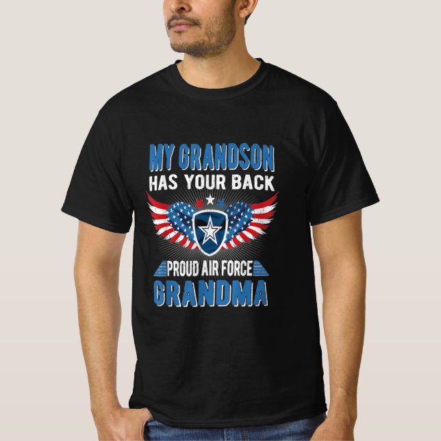 My grandson has your back proud air grandma gift T-Shirt (Front)