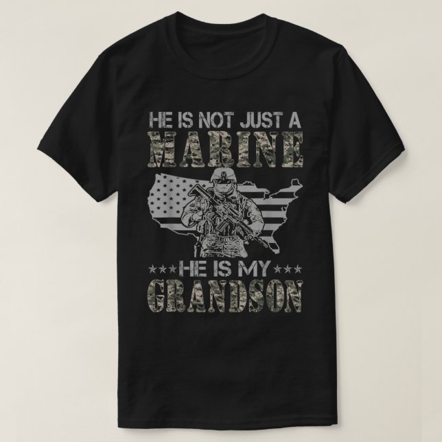 My Grandson Is A Marine Proud Grandma Proud Grandp T-Shirt (Design Front)