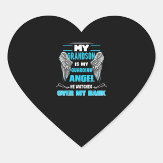My Grandson Is My Guardian Angel Heart Sticker