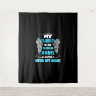 My Grandson Is My Guardian Angel Tapestry