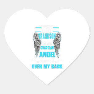 My Grandson Is My Guardian Angel Watches Over Gift Heart Sticker