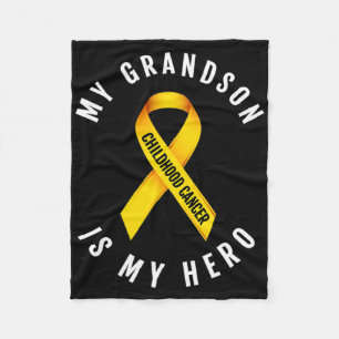 My Grandson Is My Hero Childhood Cancer Awareness Fleece Blanket