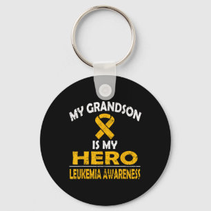 My Grandson Is My Hero Leukaemia Awareness T Shirt Key Ring