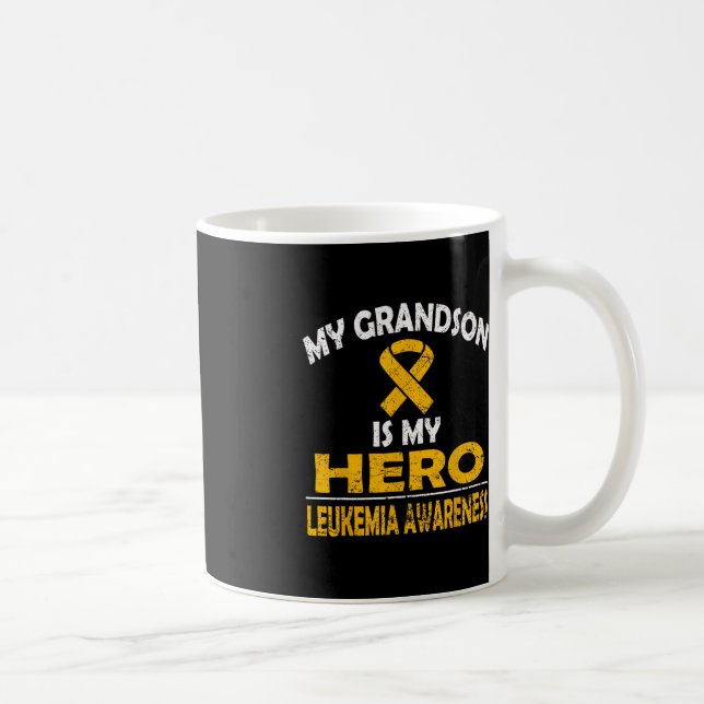 MY GRANDSON IS MY HERO LEUKEMIA AWARENESS T SHIRT COFFEE MUG (Right)