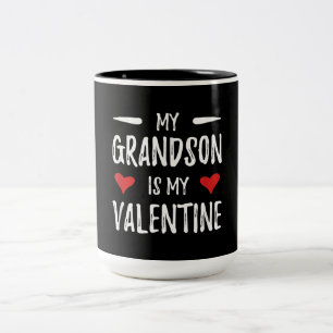 My Grandson Is My Valentine for Grandma Two-Tone Coffee Mug