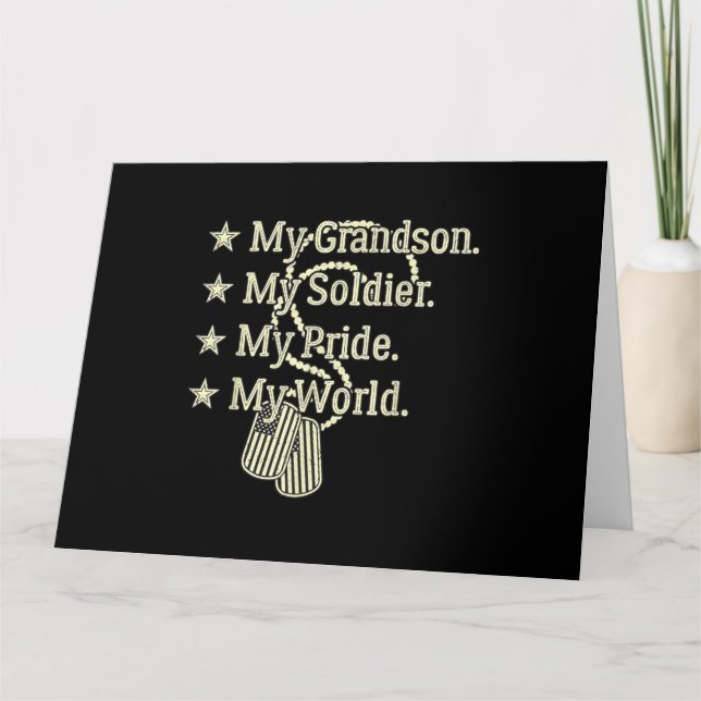 My Grandson My Soldier Hero Proud Military Grandpa Card (Front)