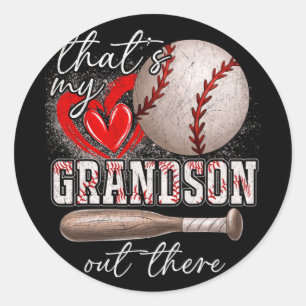 My Grandson Out There Gifts Women Baseball Grandma Classic Round Sticker
