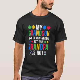 My Grandson Proud Autism Grandpa Autism Warrior Gr T-Shirt