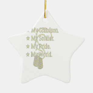 My grandson soldier hero military grandpa gift ceramic ornament
