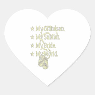 My grandson soldier hero military grandpa gift heart sticker