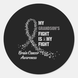My Grandsons Fight My Fight Brain Cancer Awareness Classic Round Sticker