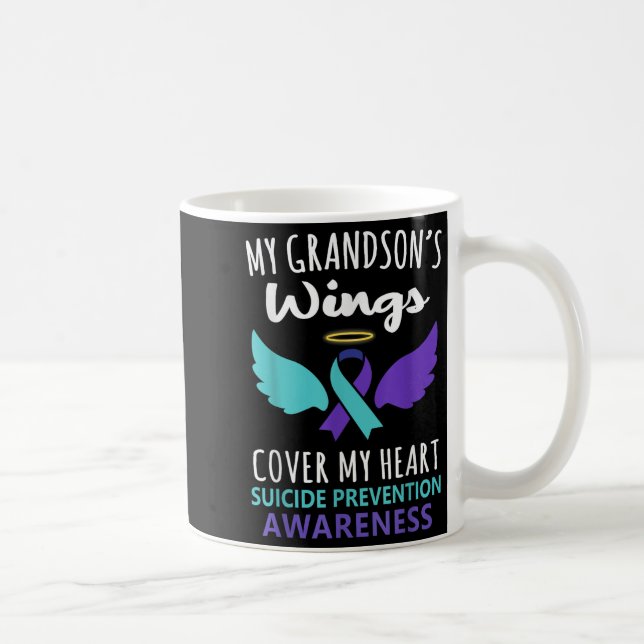 My Grandson's Wings Cover Heart Suicide Awareness  Coffee Mug (Right)