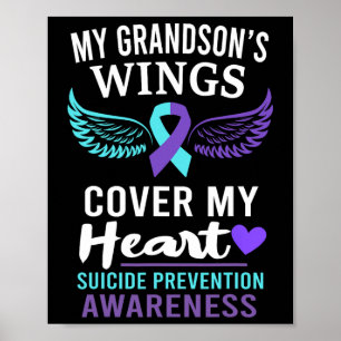 My Grandson's Wings Cover Heart Suicide Awareness Poster