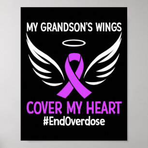 My Grandson's Wings Cover My Heart Purple Ribbon Poster