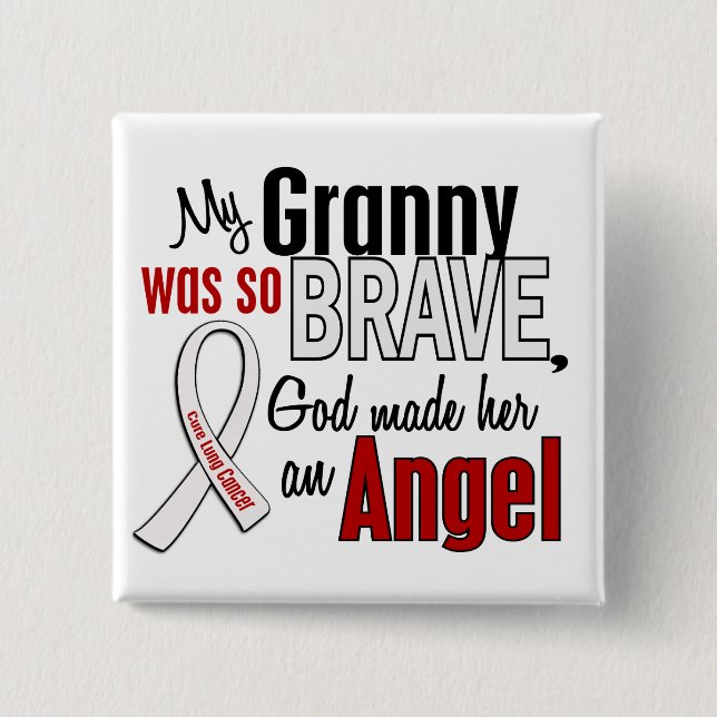 My Granny Is An Angel Lung Cancer 15 Cm Square Badge (Front)