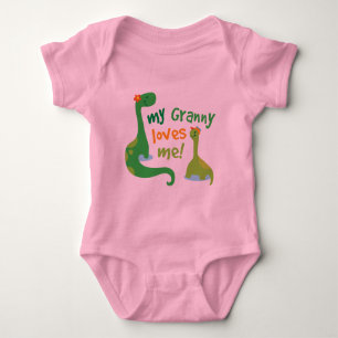 My Granny Loves Me Dinosaur Baby Bodysuit