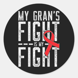 My Gran's Fight Is My Fight Blood Cancer Awareness Classic Round Sticker