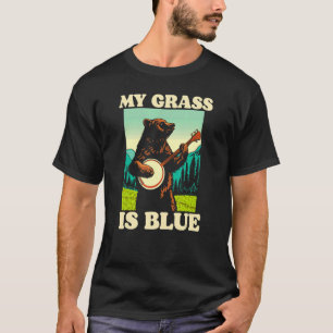 My Grass Is Blue Banjo Bear Retro Nature Graphic T-Shirt