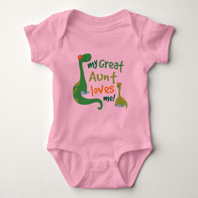 My Great Aunt Loves Me Dinosaur Baby Bodysuit (Front)