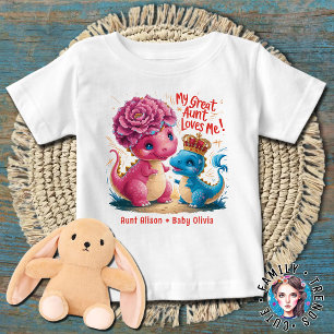 My Great Aunt Loves Me Pink Blue Dinos Baby T-Shirt