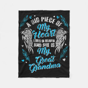 My Great Grandma Lives In Heaven Memorial Blue Ang Fleece Blanket