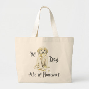 My Great Pyrenees Ate My Homework Large Tote Bag