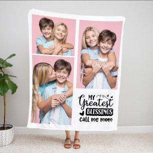 My Greatest Blessings Call Me Mum 3 Photo Fleece Blanket